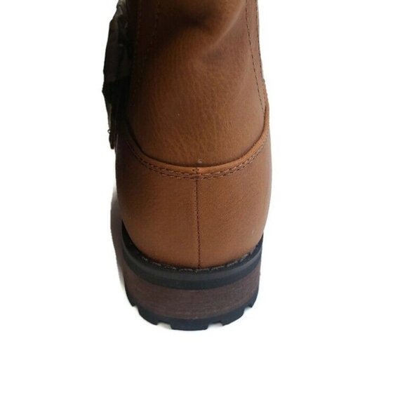 Daily Shoes Single Buckle Military Combat Boots Womens Size 6 Side Zipper Tan - Picture 3 of 5